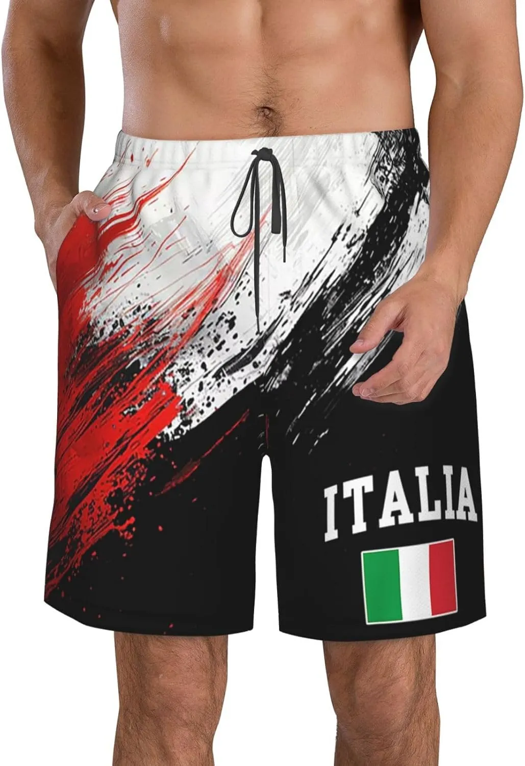 Italia Italy Italian Flag Mens Swim Trunks Board Shorts Quick Dry Mens Swimsuit,Summer Beach Short with Pockets