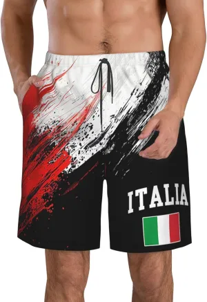 Italia Italy Italian Flag Mens Swim Trunks Board Shorts Quick Dry Mens Swimsuit,Summer Beach Short with Pockets