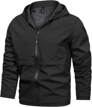 JEShifangjiusu Men'S Waterproof Breathable Hooded Lightweight Sportswear Windbreaker Jacket Raincoat Outdoor Puffer Jacket
