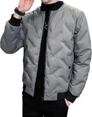 JEsilunmaMY Casual Baseball Bomber Jackets for Men Lightweight Cropped Puffer Quilted Jacket Thermal Sportwear Down Coats