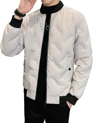 JEsilunmaMY Casual Baseball Bomber Jackets for Men Lightweight Cropped Puffer Quilted Jacket Thermal Sportwear Down Coats