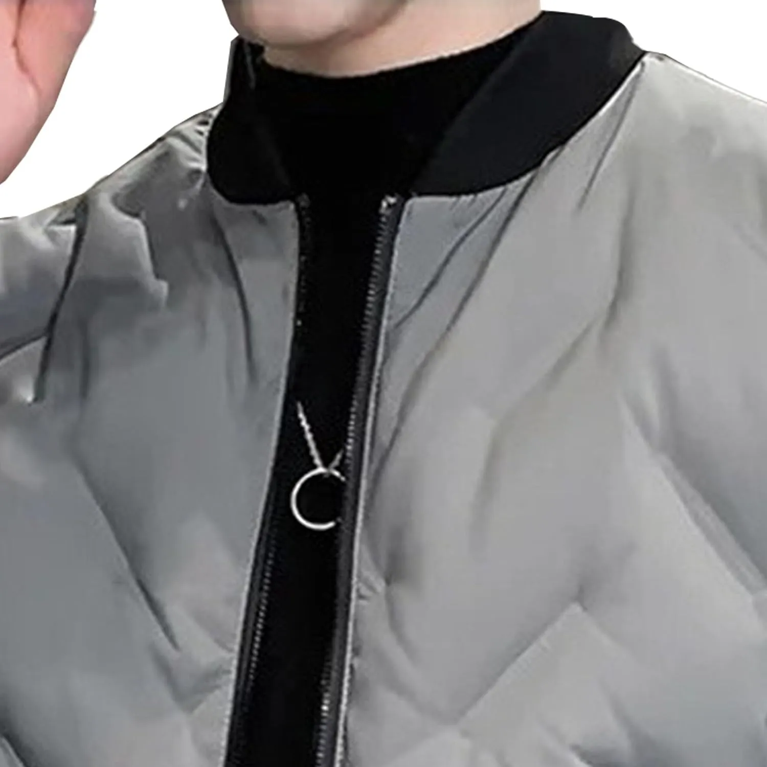 JEsilunmaMY Casual Baseball Bomber Jackets for Men Lightweight Cropped Puffer Quilted Jacket Thermal Sportwear Down Coats