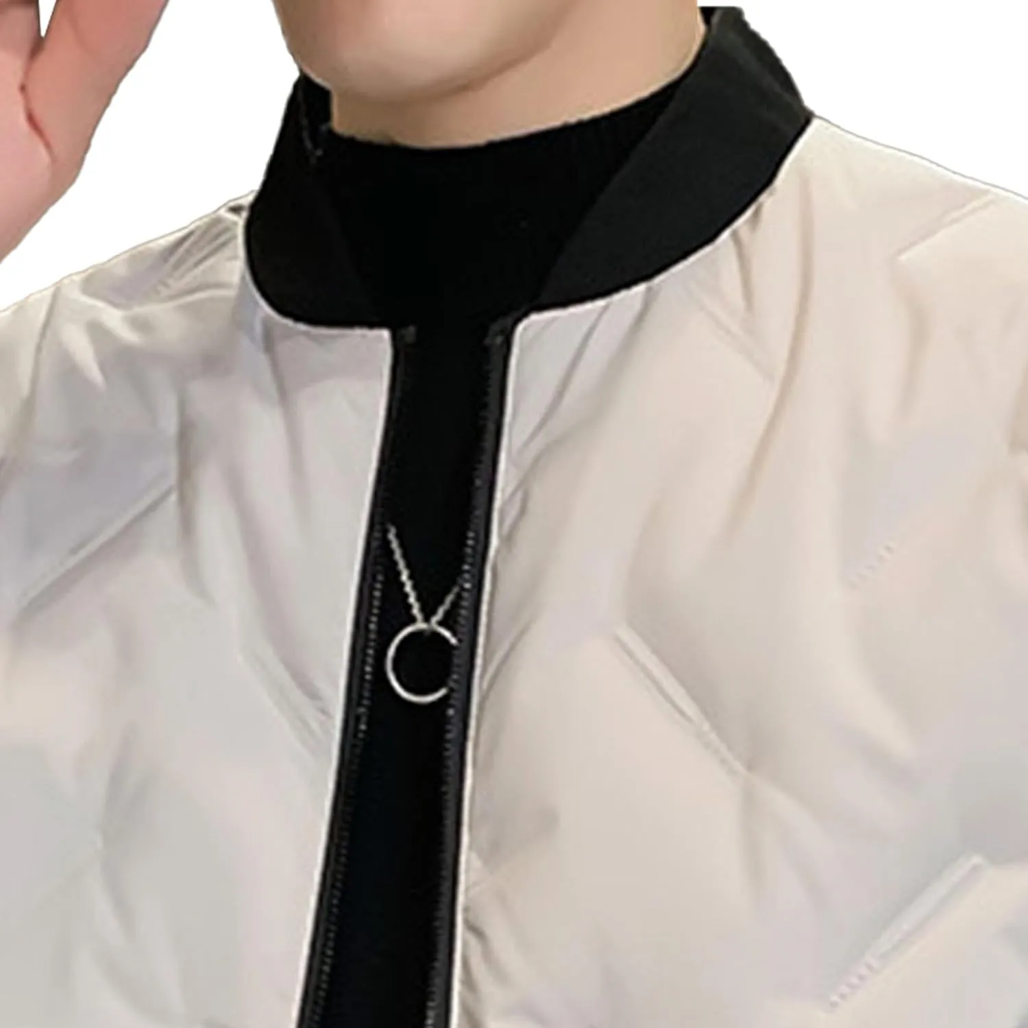 JEsilunmaMY Casual Baseball Bomber Jackets for Men Lightweight Cropped Puffer Quilted Jacket Thermal Sportwear Down Coats
