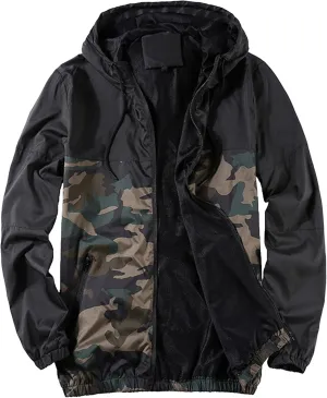 JEsilunmaMY Men's Lightweight Mesh Lined Sportwear Long Sleeve Zip Up Bomber Jackets Casual Outdoor Hooded Sweatshirt