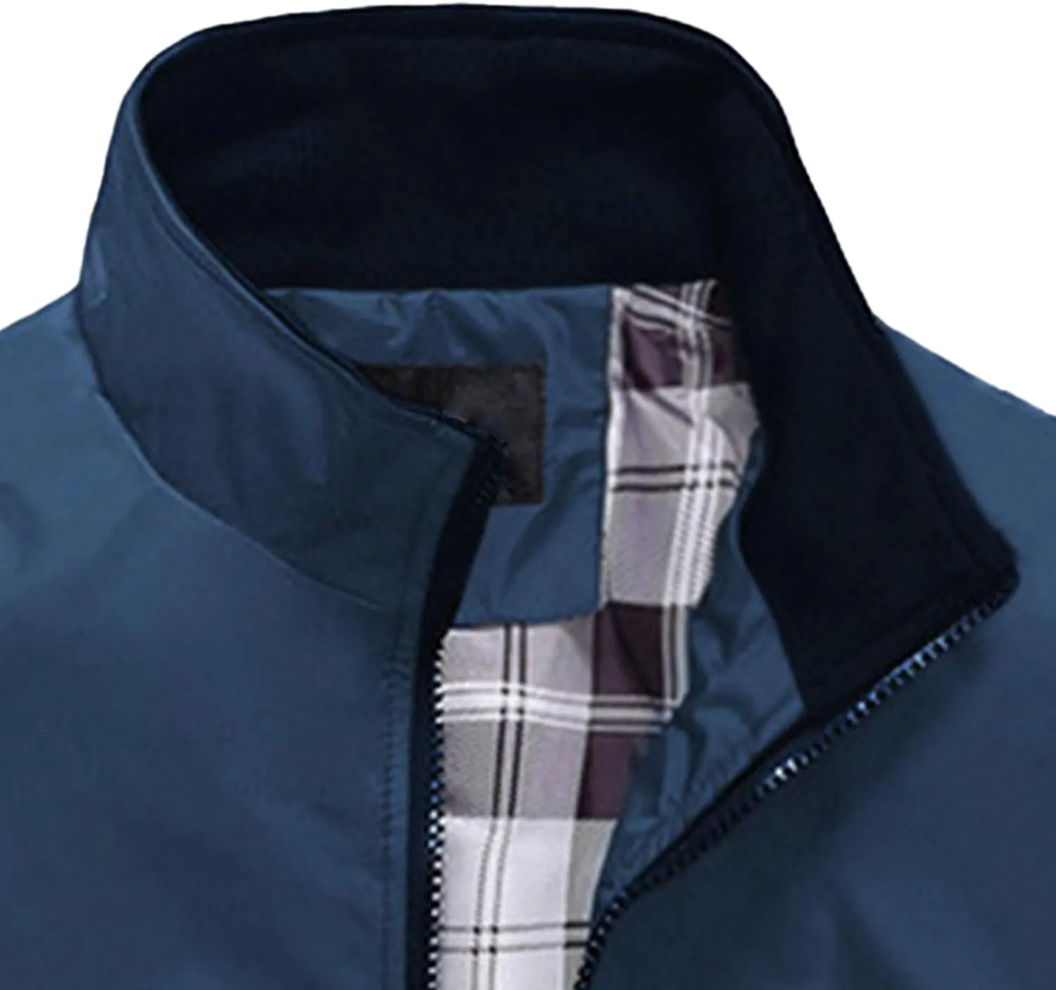 JEsilunmaMY Men's Lightweight Stand Collar Bomber Jacket Full Zip Flannel Baseball Jacket Windproof Sportwear Windbreaker