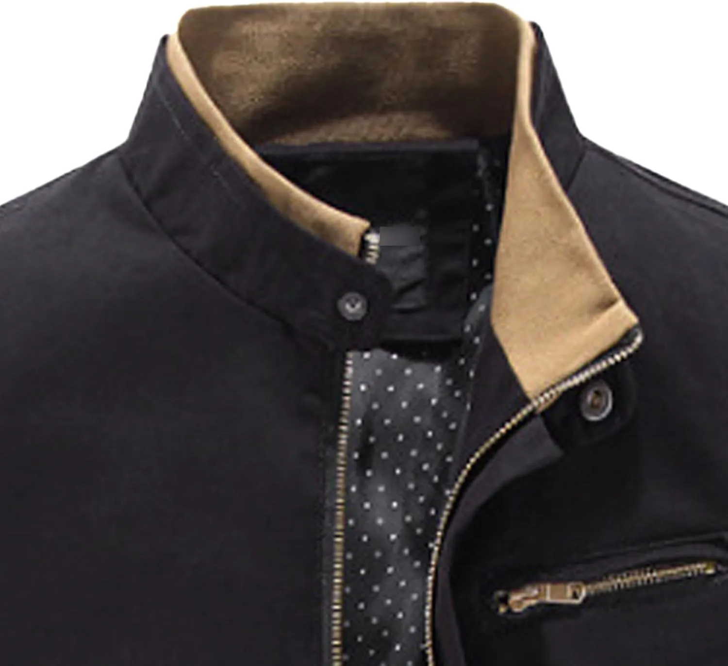 JEsilunmaMY Men's Slim Cargo Cotton Jacket Stand Collar Zipper Lightweight Jackets Casual Sportwear Rib Bomber Jackets