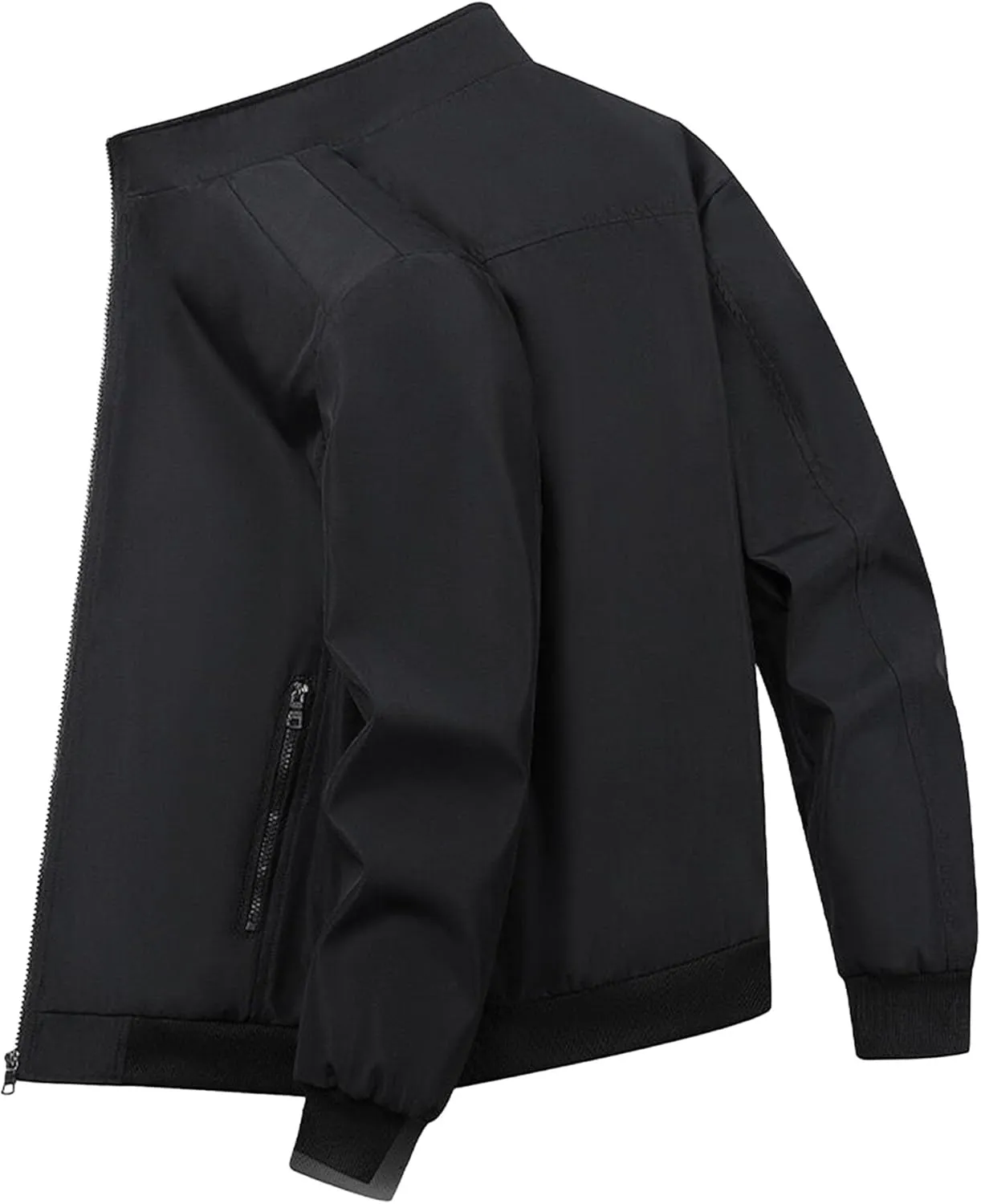 JEsilunmaMY Men's Stand Collar Bomber Padded Coats Zip Up Casual Business Sportwear Stylish Lightweight Warm Windbreakers