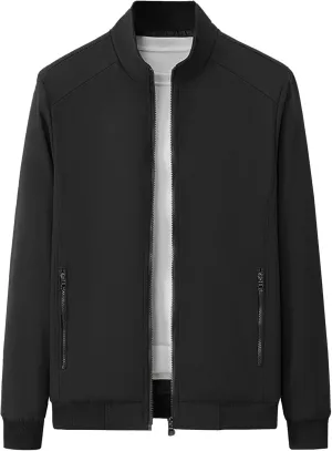 JEsilunmaMY Men's Stand Collar Bomber Padded Coats Zip Up Casual Business Sportwear Stylish Lightweight Warm Windbreakers
