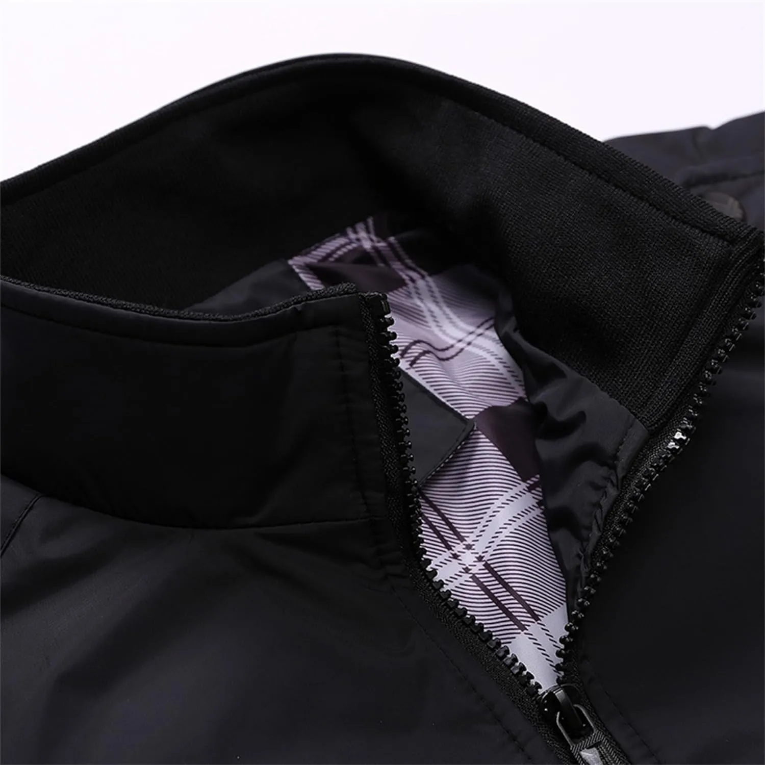 JEsilunmaMY Men's Stand Collar Flannel Bomber Jacket Full Zip Lightweight Baseball Jacket Windproof Sportwear Windbreaker