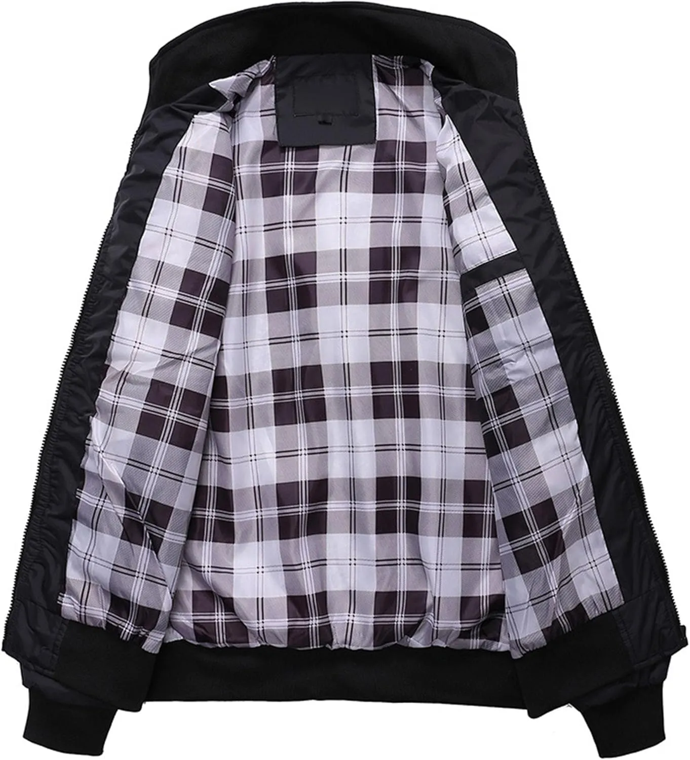 JEsilunmaMY Men's Stand Collar Flannel Bomber Jacket Full Zip Lightweight Baseball Jacket Windproof Sportwear Windbreaker