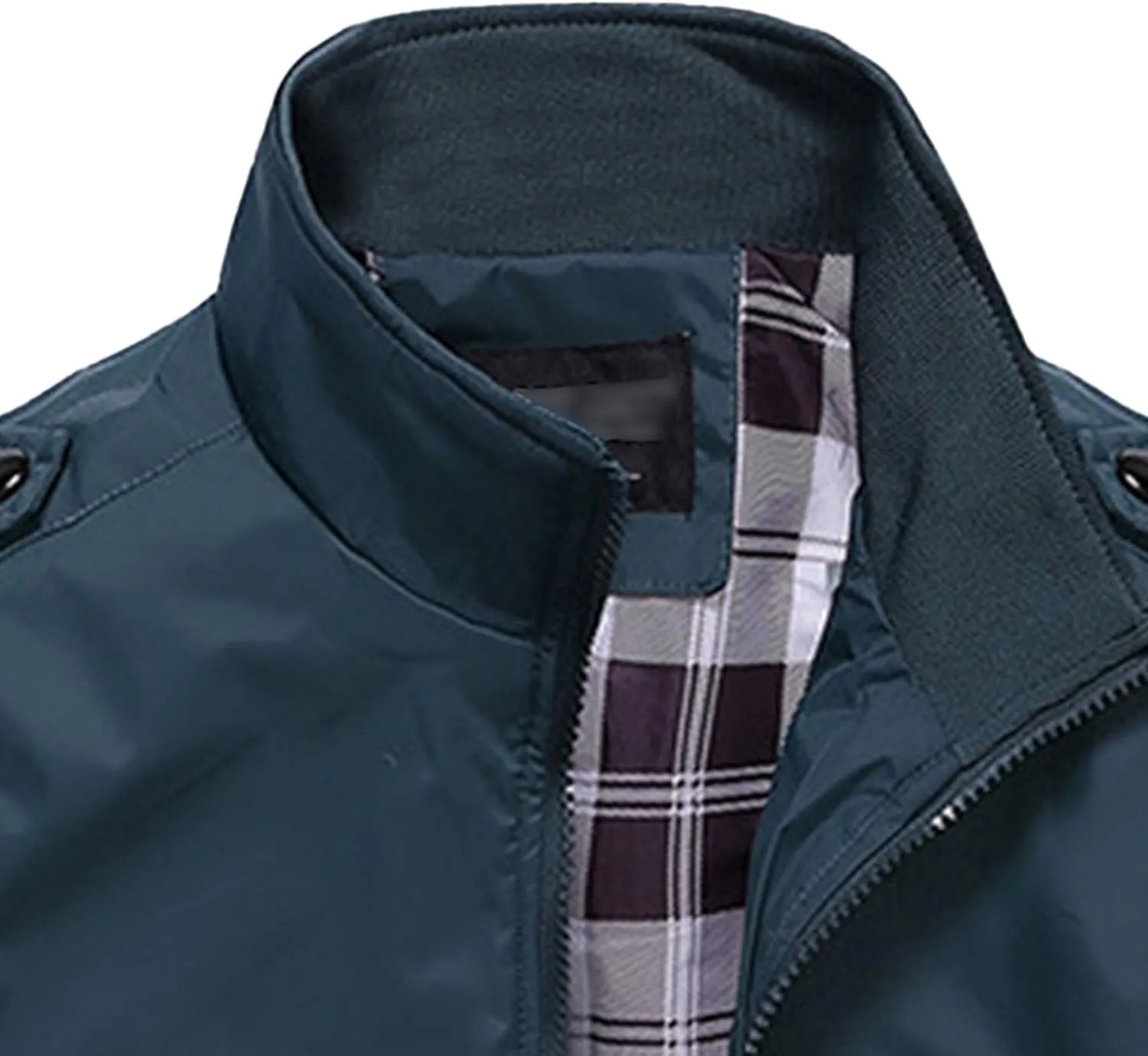 JEsilunmaMY Men's Stand Collar Flannel Bomber Jacket Full Zip Lightweight Baseball Jacket Windproof Sportwear Windbreaker