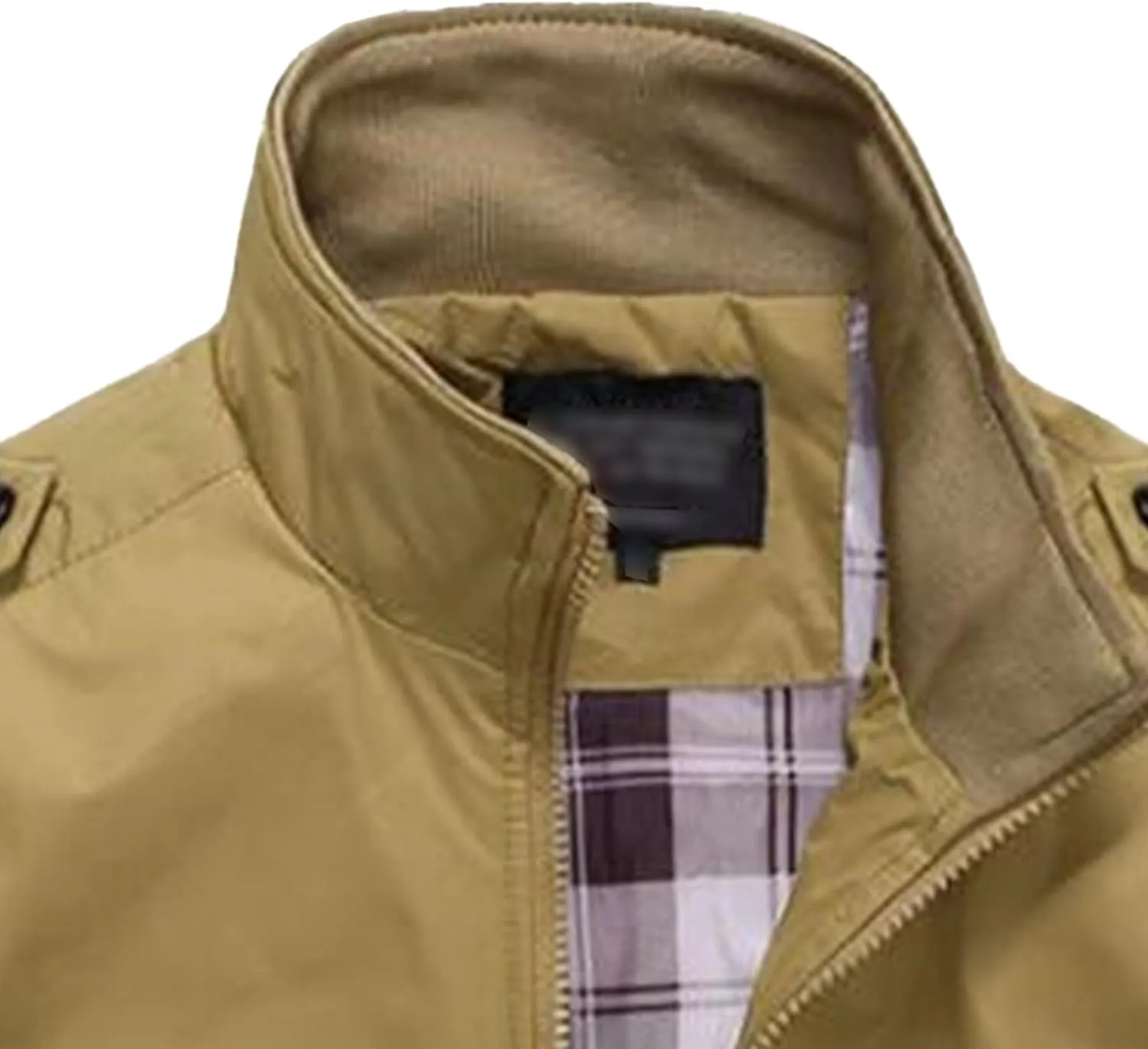 JEsilunmaMY Men's Stand Collar Flannel Bomber Jacket Full Zip Lightweight Baseball Jacket Windproof Sportwear Windbreaker