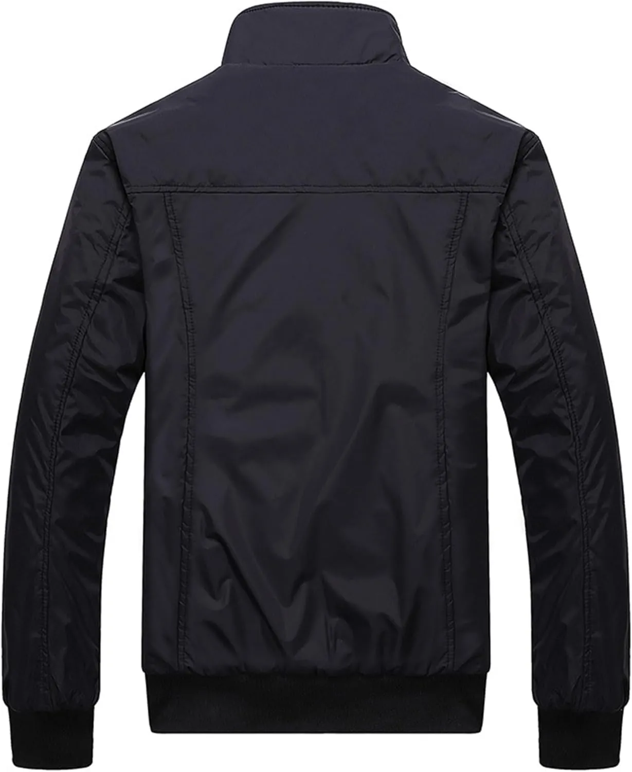 JEsilunmaMY Men's Stand Collar Flannel Bomber Jacket Full Zip Lightweight Baseball Jacket Windproof Sportwear Windbreaker