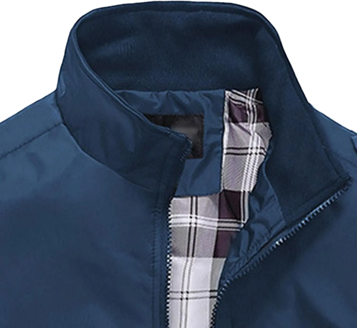 JEsilunmaMY Men's Stand Collar Flannel Bomber Jacket Full Zip Lightweight Baseball Jacket Windproof Sportwear Windbreaker