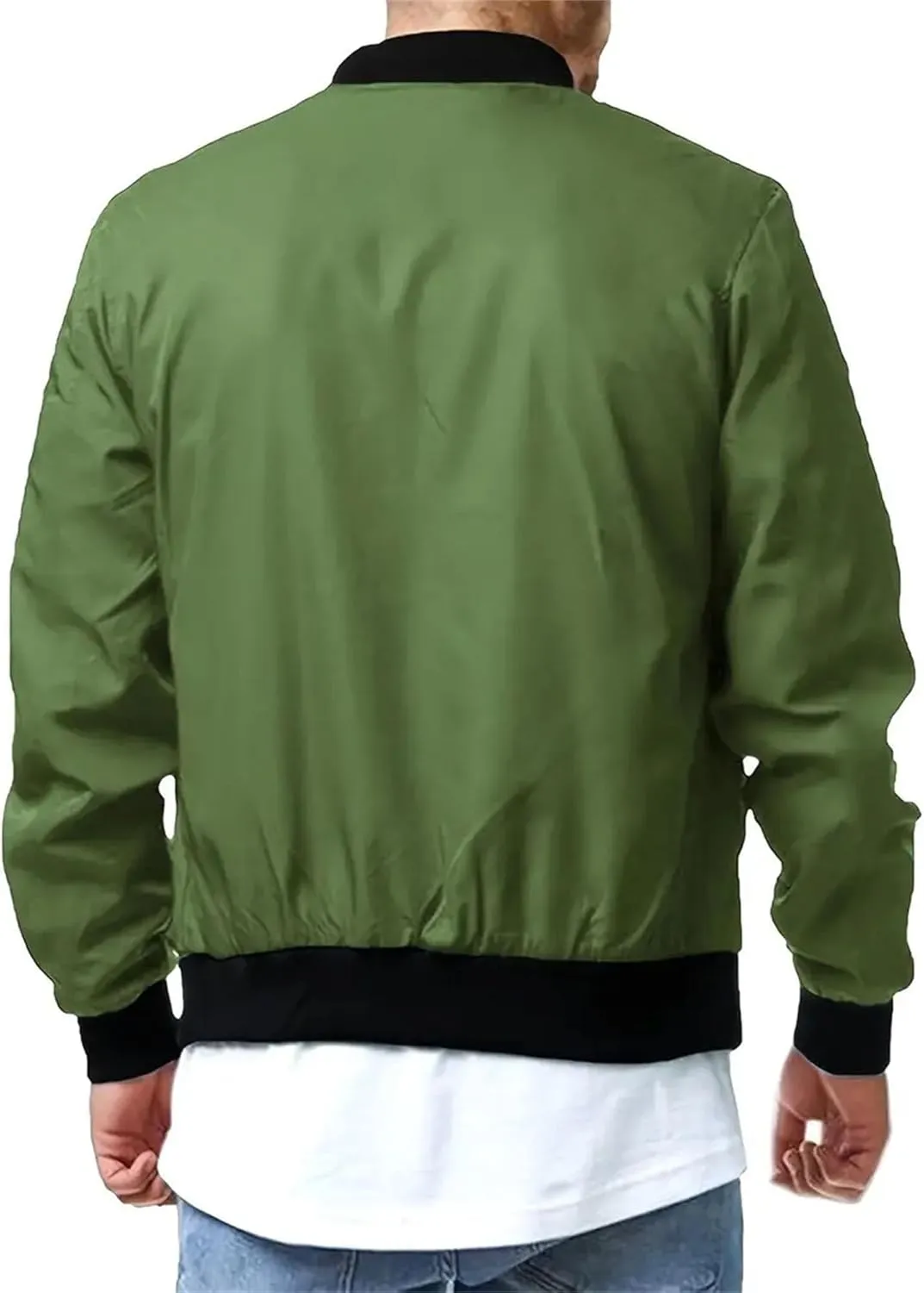 JEsilunmaMY Men's Zip Up Casual Bomber Jackets Stand Collar Lightweight Sportwear Winter Warm Padded Coats Windbreaker