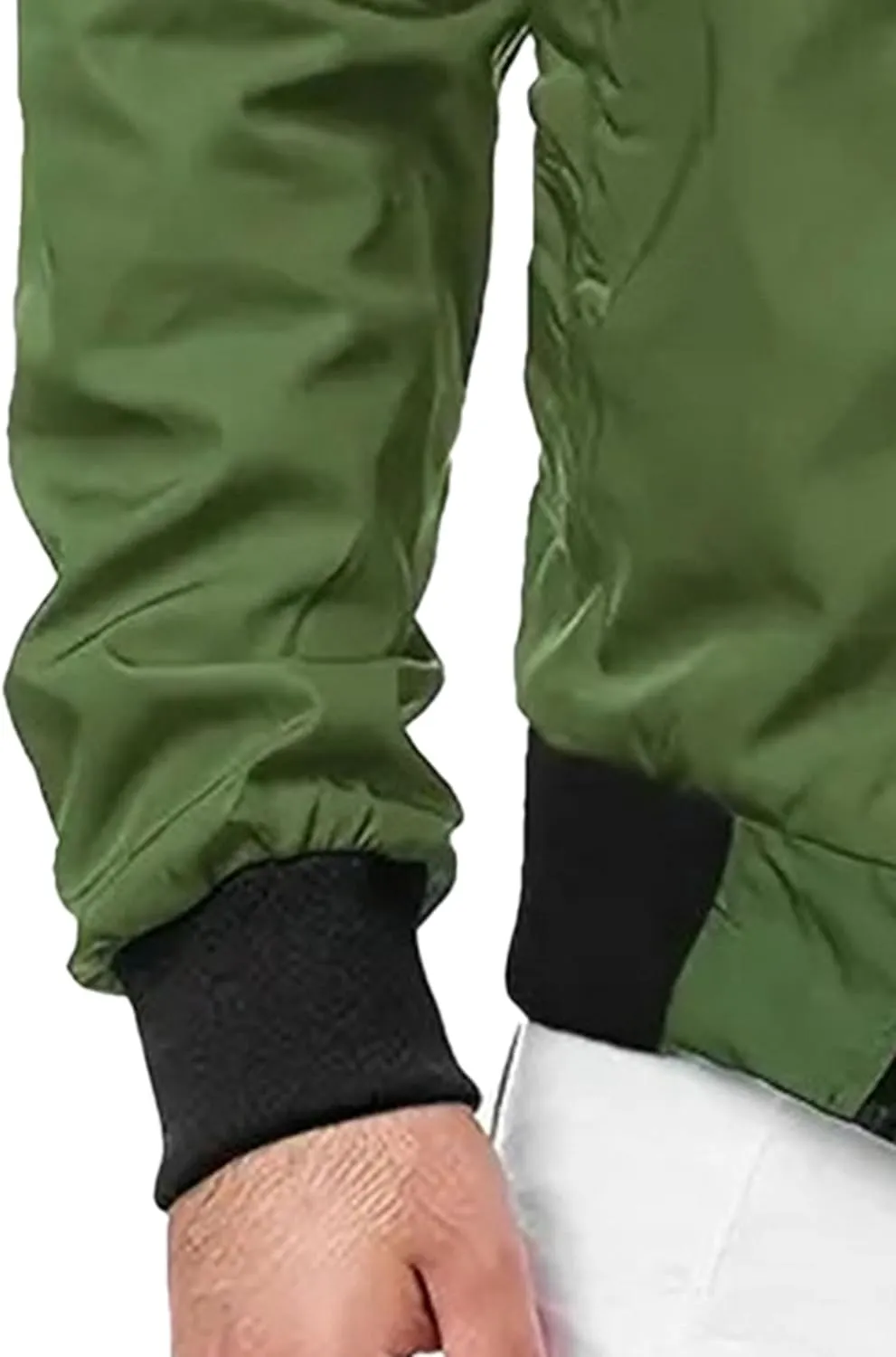 JEsilunmaMY Men's Zip Up Casual Bomber Jackets Stand Collar Lightweight Sportwear Winter Warm Padded Coats Windbreaker