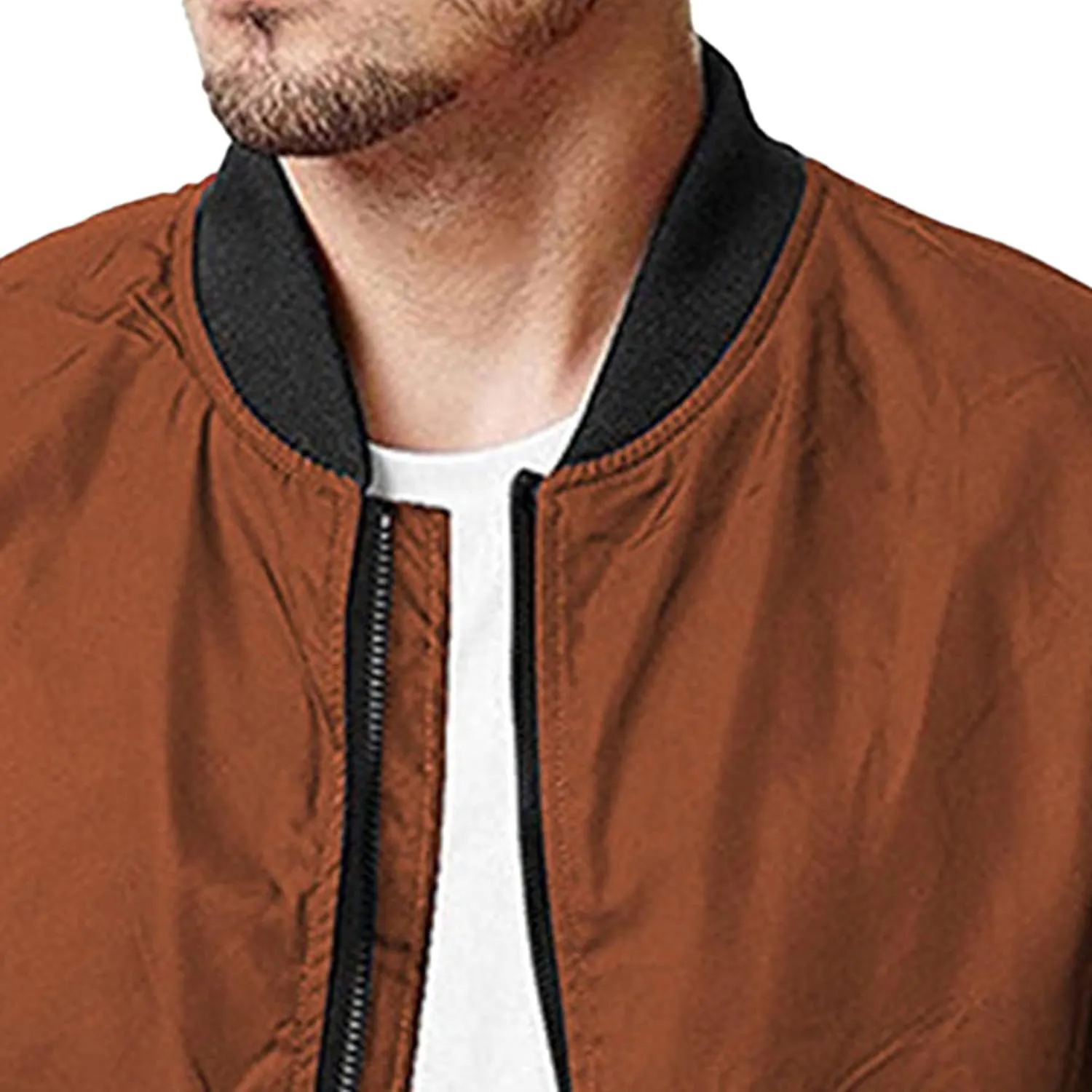 JEsilunmaMY Men's Zip Up Casual Bomber Jackets Stand Collar Lightweight Sportwear Winter Warm Padded Coats Windbreaker