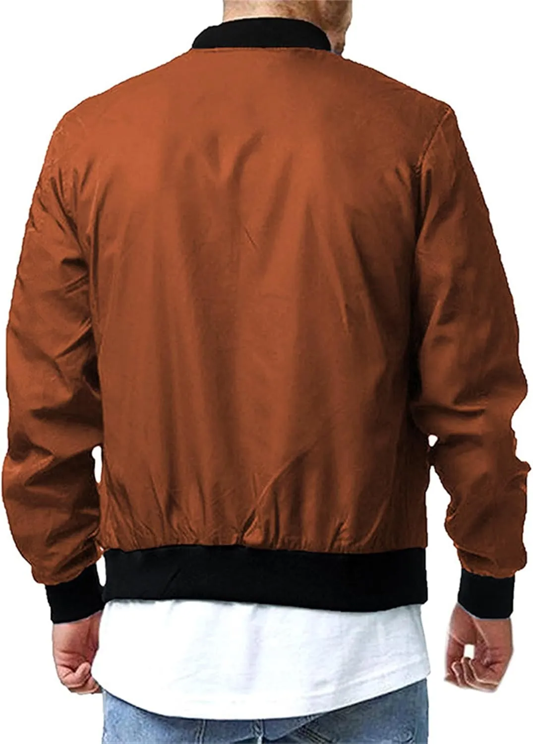 JEsilunmaMY Men's Zip Up Casual Bomber Jackets Stand Collar Lightweight Sportwear Winter Warm Padded Coats Windbreaker