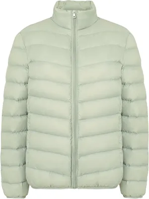 JEsilunmaMY Women's Stand Collar Duck Down Jacket Lightweight Long Sleeve Insulated Puffer Jacket Warm Winter Quilted Coat