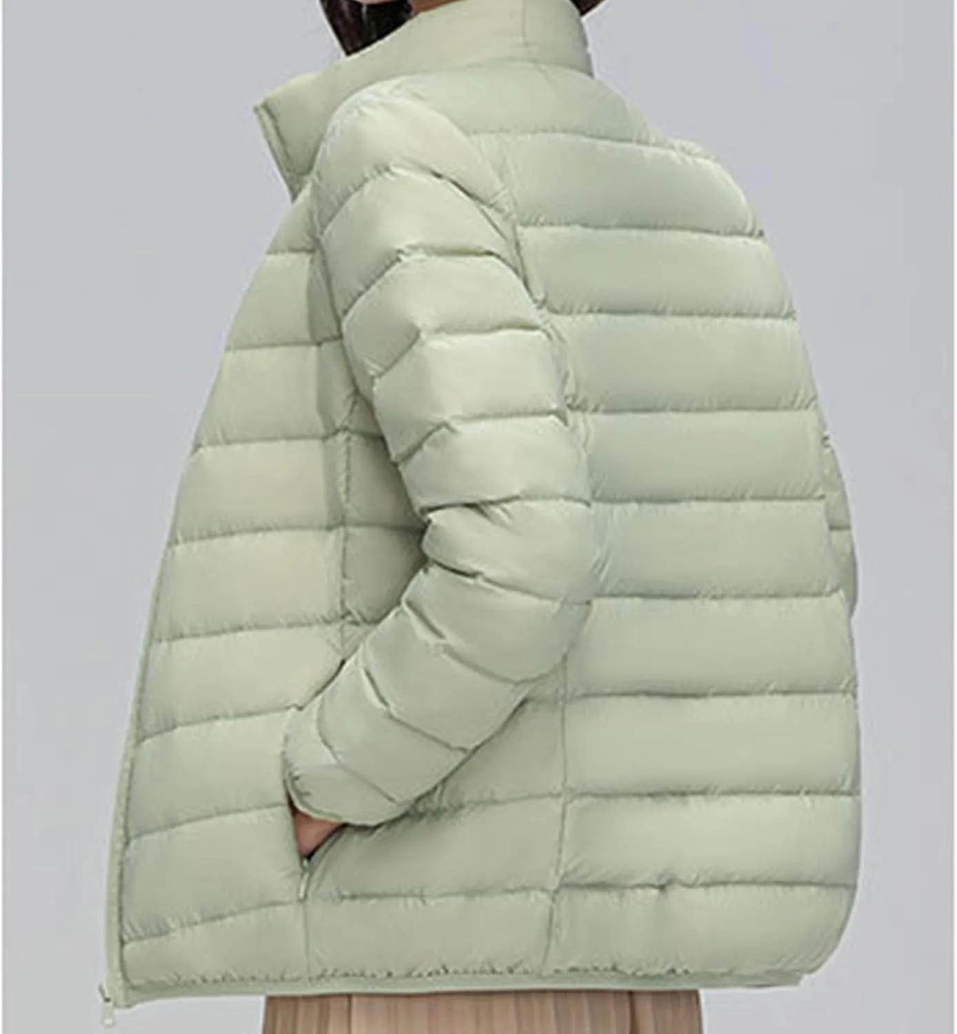 JEsilunmaMY Women's Stand Collar Duck Down Jacket Lightweight Long Sleeve Insulated Puffer Jacket Warm Winter Quilted Coat