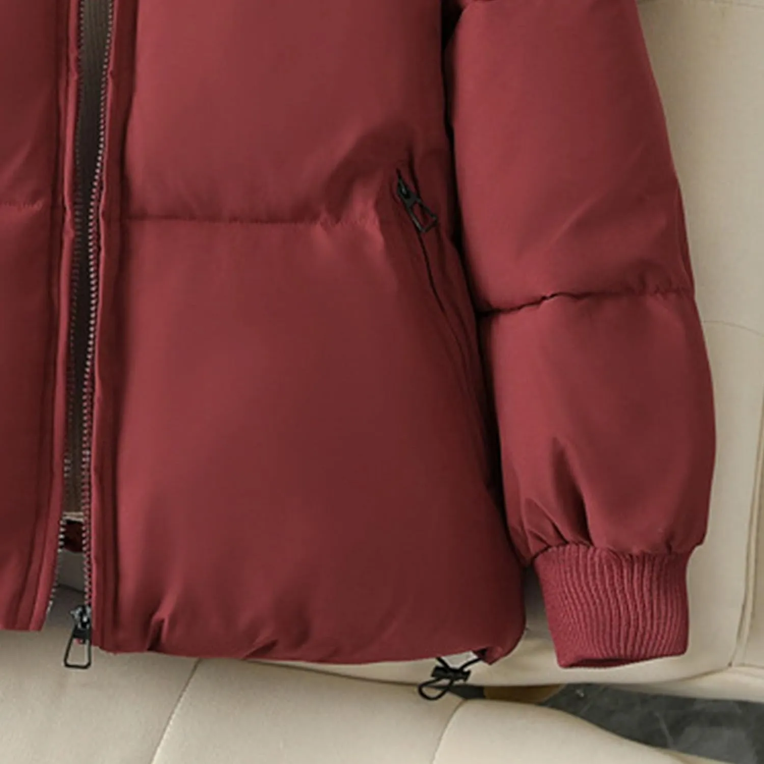 JEsilunmaMY Women's Thicken Short Puffer Jacket Stand Collar Casual Loose Down Coats Warm Winter Insulated Padded Coat