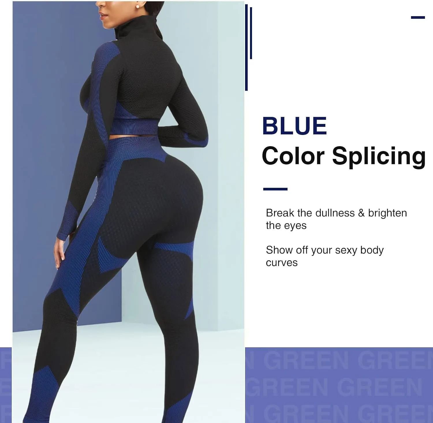 JOYMODE Women's Workout Sets 2 Piece long sleeve High Waist Legging set Crop Top Gym
