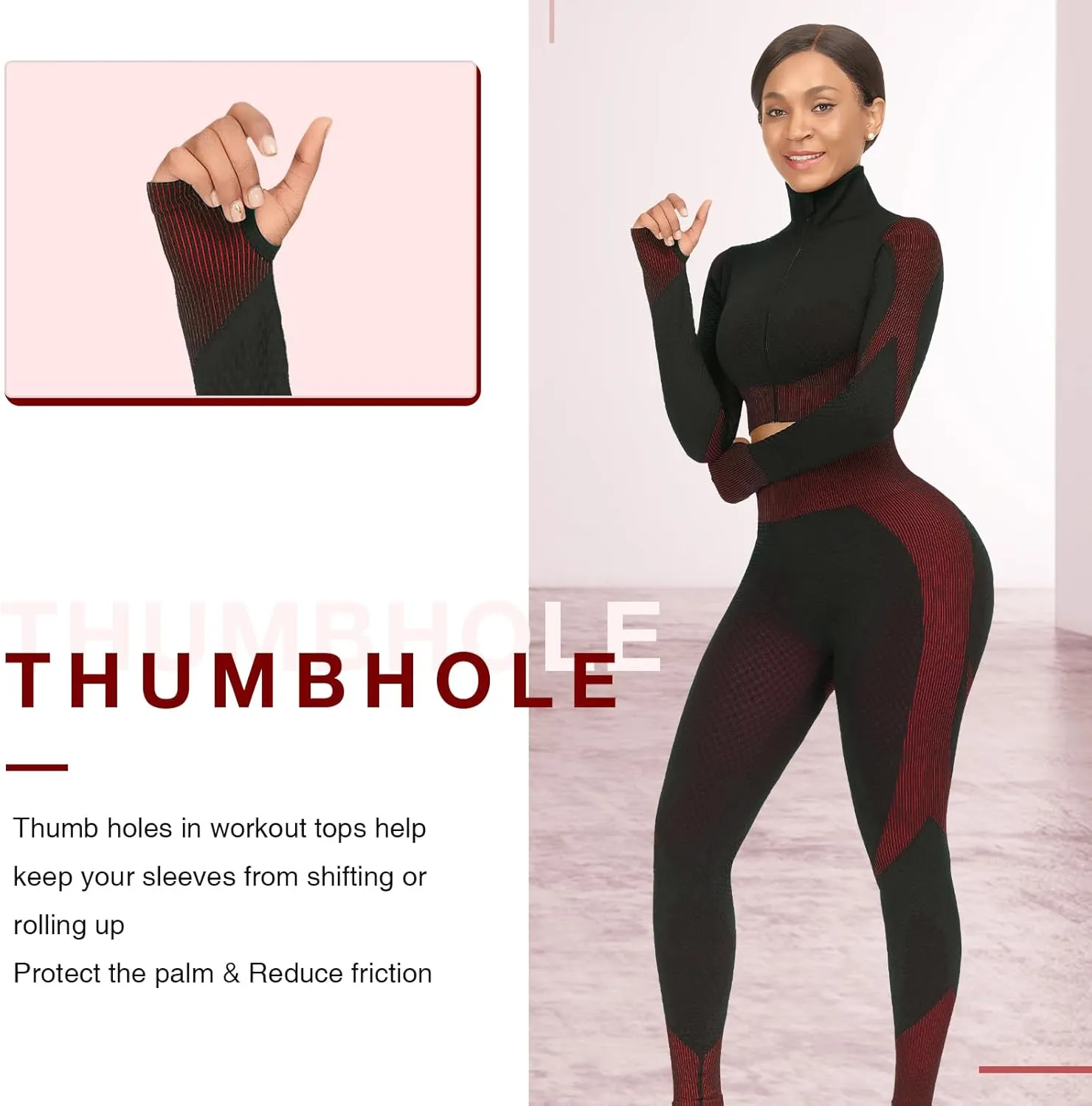 JOYMODE Women's Workout Sets 2 Piece long sleeve High Waist Legging set Crop Top Gym