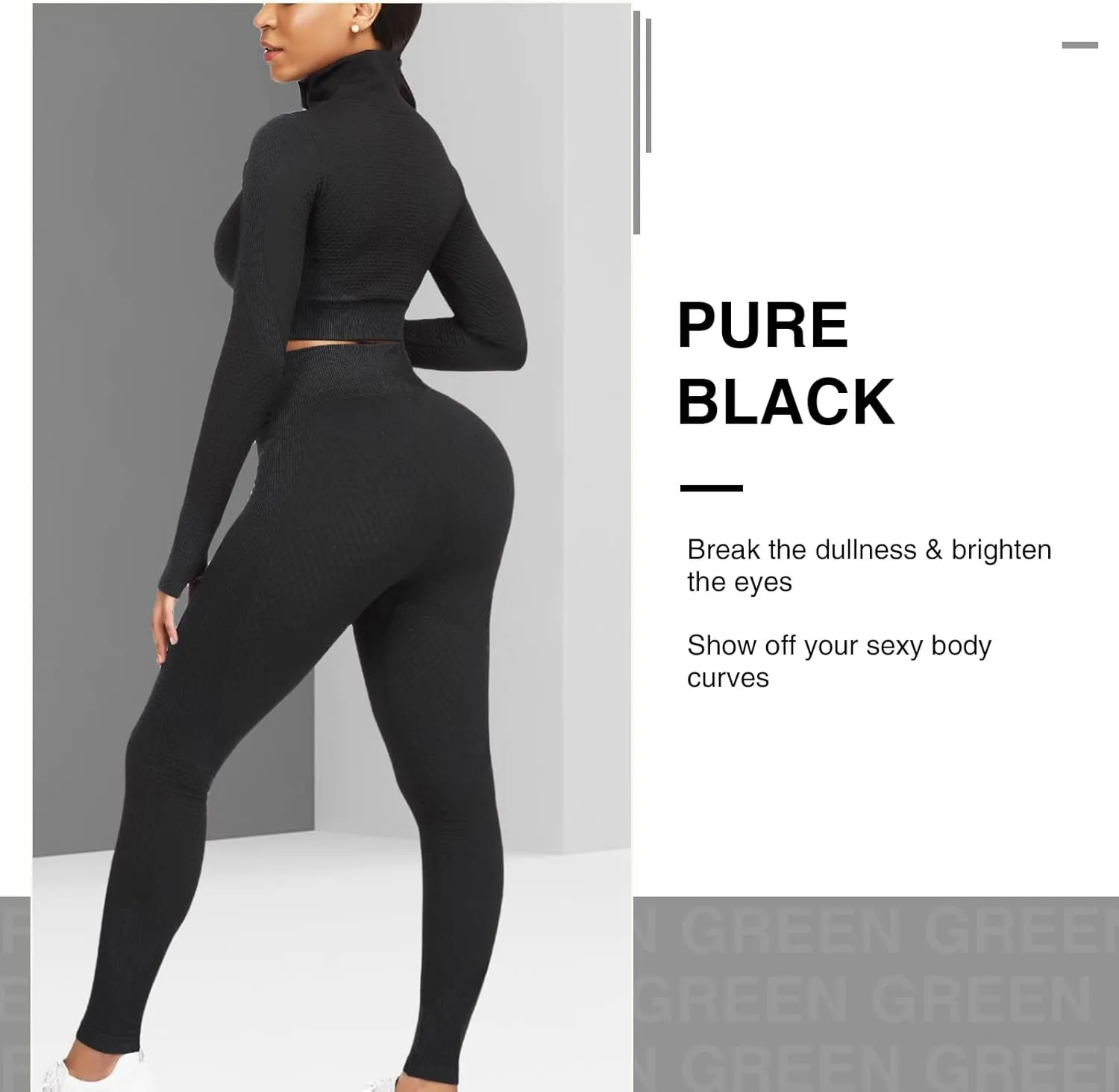 JOYMODE Women's Workout Sets 2 Piece long sleeve High Waist Legging set Crop Top Gym