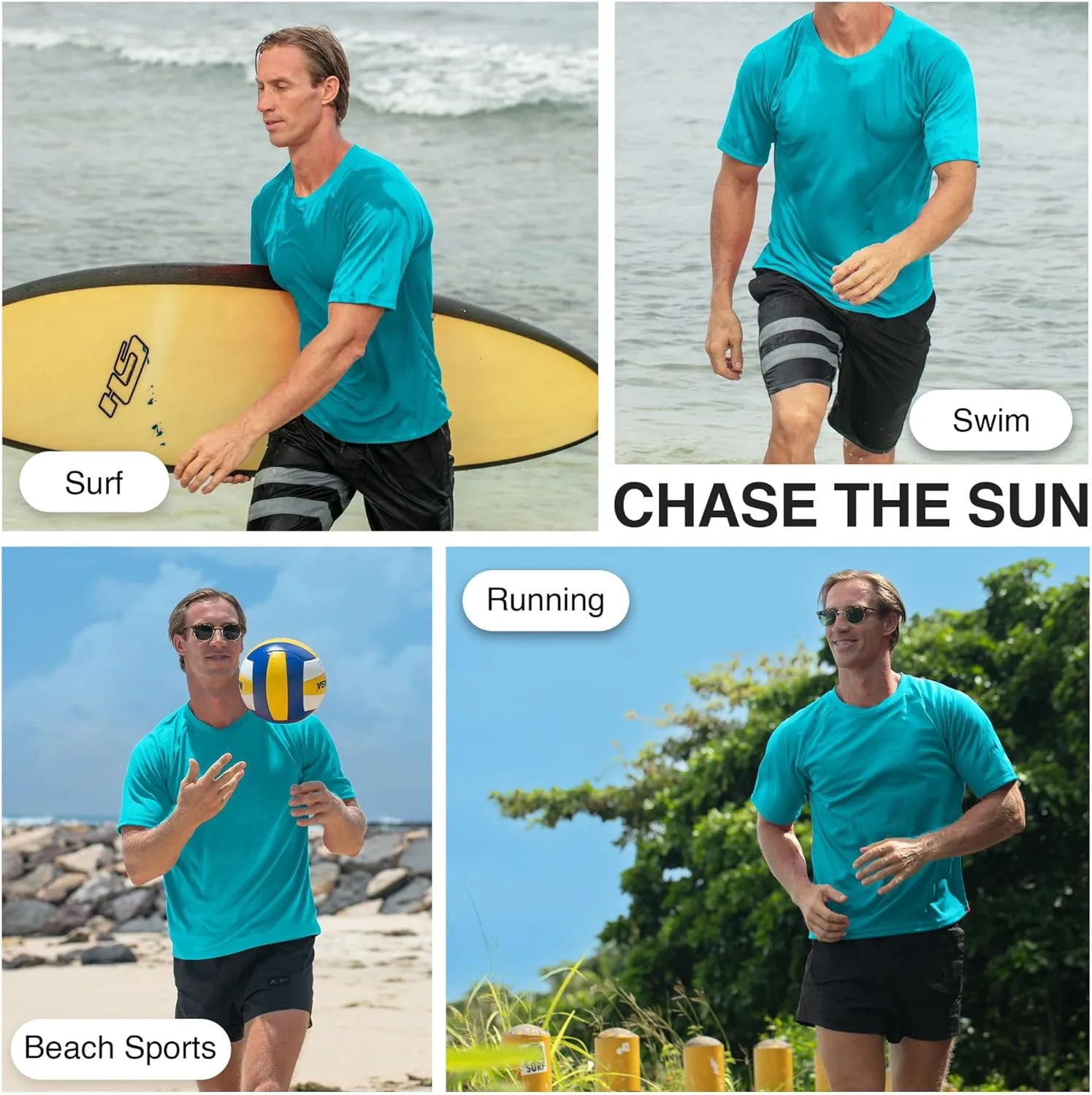 Kanu Surf Men's Short Sleeve UPF 50 Swim Shirt Rash Guard Sun Shirt (Regular & Extended Sizes)