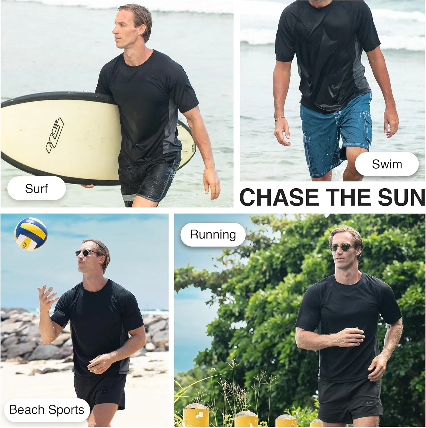 Kanu Surf Men's Short Sleeve UPF 50 Swim Shirt Rash Guard Sun Shirt (Regular & Extended Sizes)