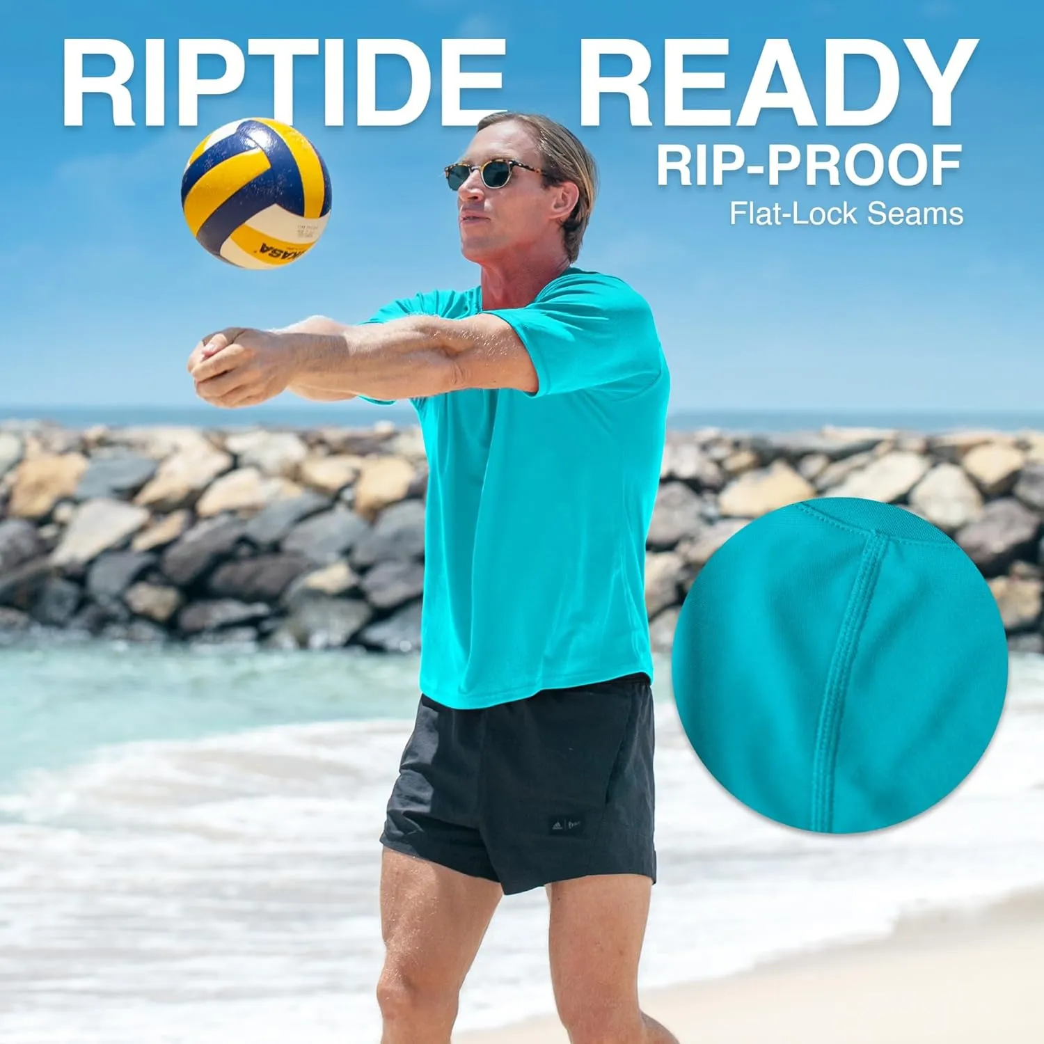 Kanu Surf Men's Short Sleeve UPF 50 Swim Shirt Rash Guard Sun Shirt (Regular & Extended Sizes)