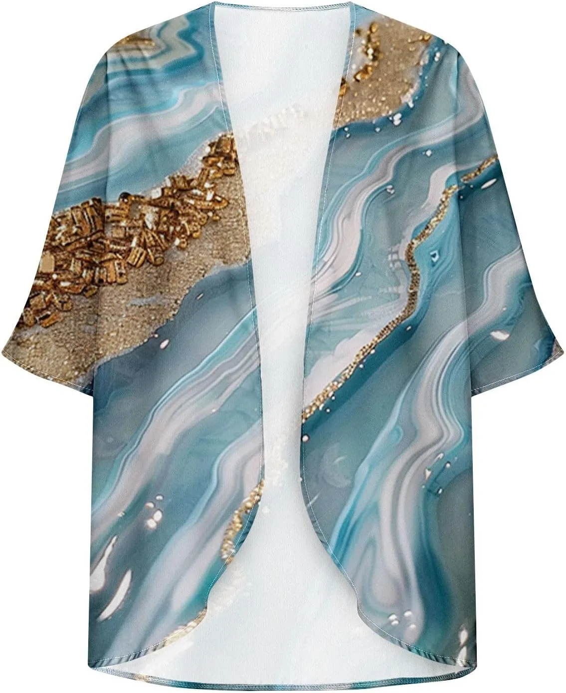 Kimonos for Women Dressy Casual Cardigans Chiffon Lightweight Cute Boho Floral Print Kimonos Beach Cover Ups Tops