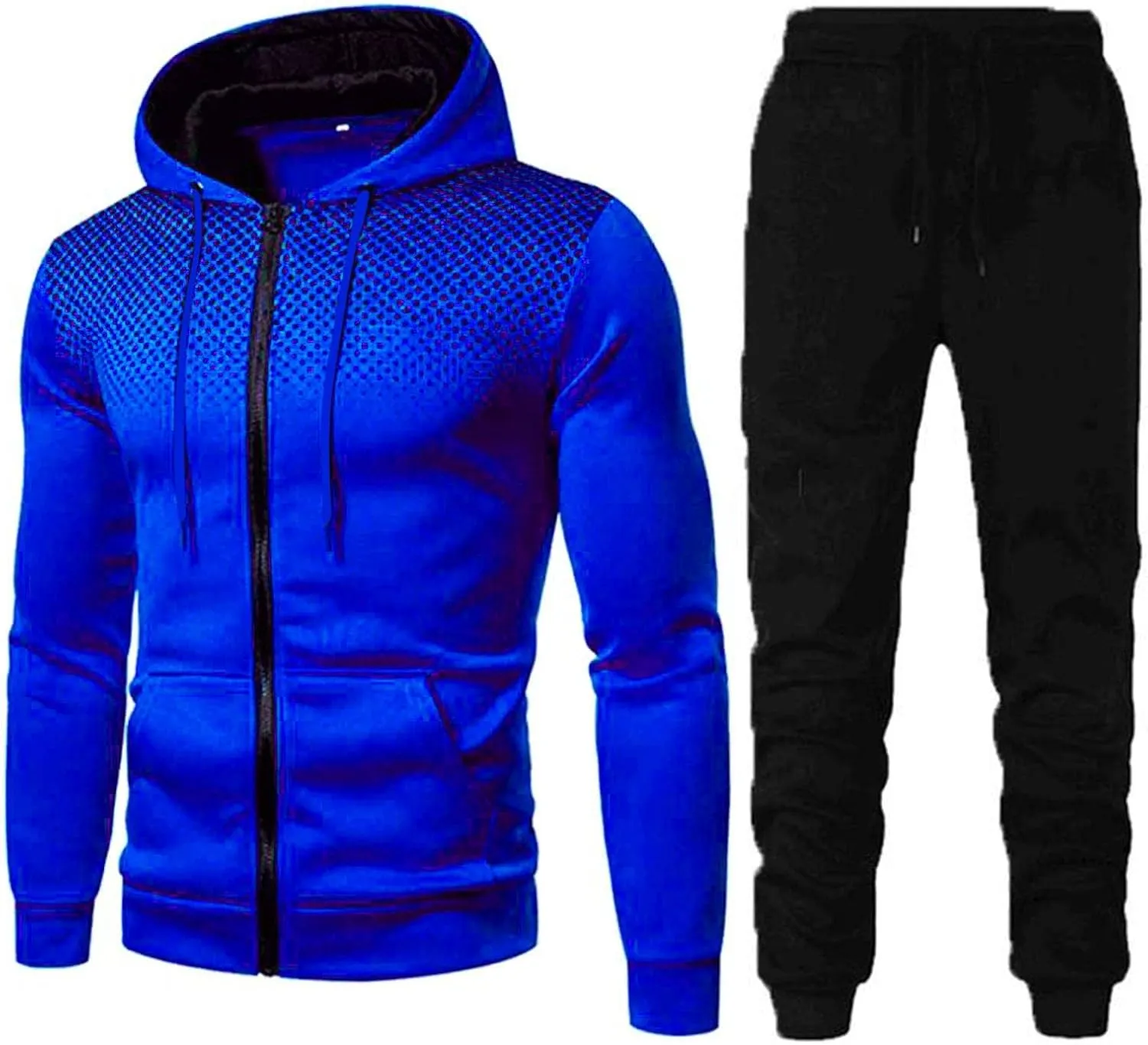 LCMTWX Mens 2 Piece Outfits Fall Winter Solid Color Zipper Sweater Pants Sports Suit Drawstring Zip Up Jackets Jacket Men