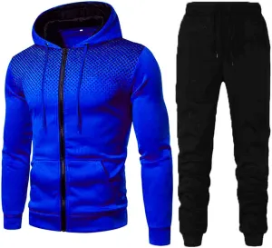 LCMTWX Mens 2 Piece Outfits Fall Winter Solid Color Zipper Sweater Pants Sports Suit Drawstring Zip Up Jackets Jacket Men