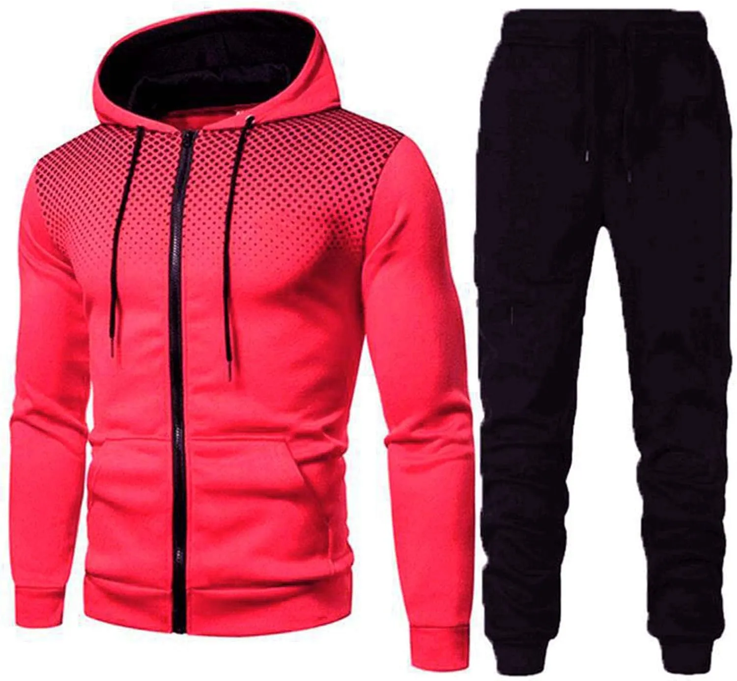 LCMTWX Mens 2 Piece Outfits Fall Winter Solid Color Zipper Sweater Pants Sports Suit Drawstring Zip Up Jackets Jacket Men