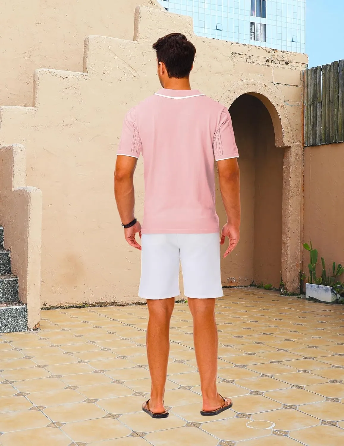 LETSEE Mens Short Sleeve Button Down Shirts Knit Polo Shirt Summer Beach Tops Resort Wear 2025