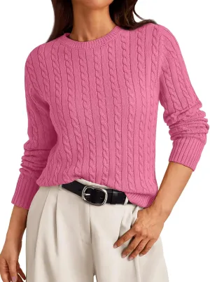 LILLUSORY Cable Knit Sweater Womens Soft Pullover Lightweight Ladies Business Casual Trendy Sweaters 2025