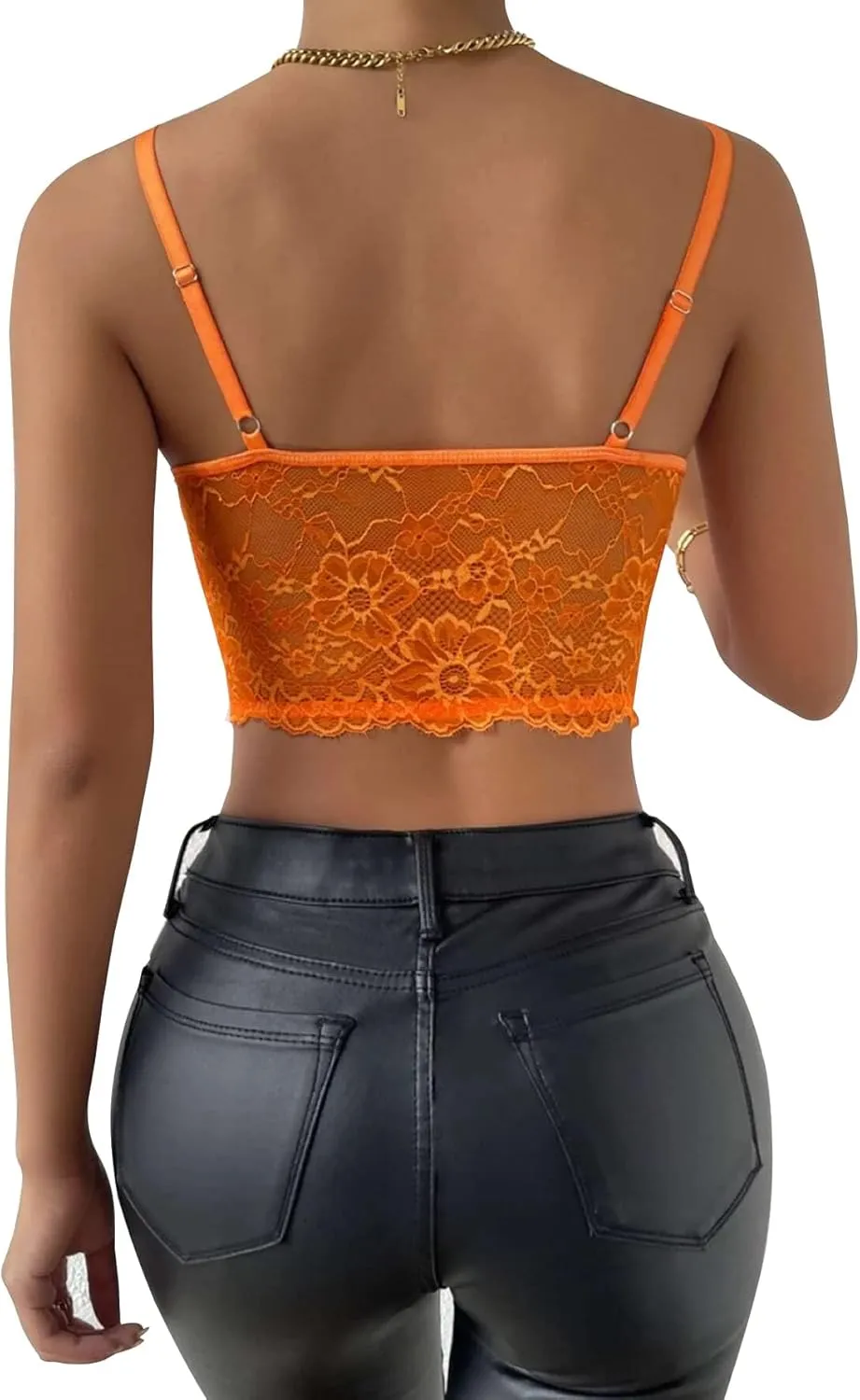 Lilosy Sexy Floral Lace Sheer Longline Crop Cami Top
