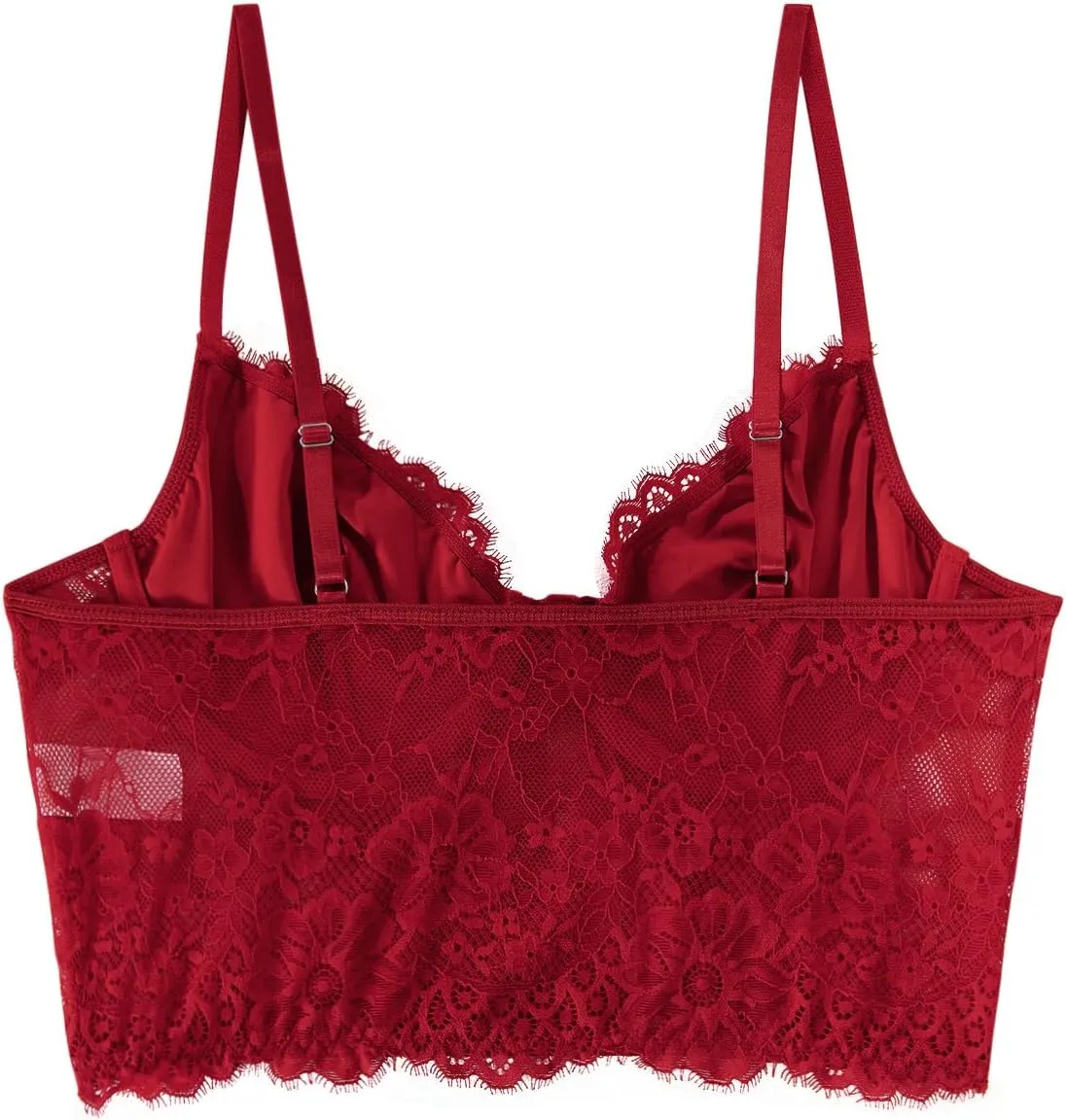 Lilosy Sexy Floral Lace Sheer Longline Crop Cami Top