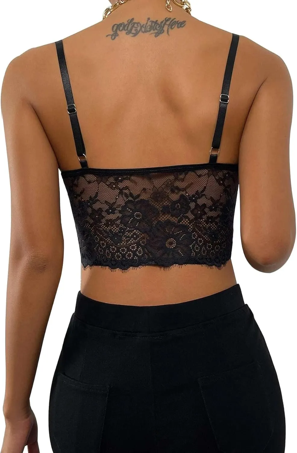 Lilosy Sexy Floral Lace Sheer Longline Crop Cami Top