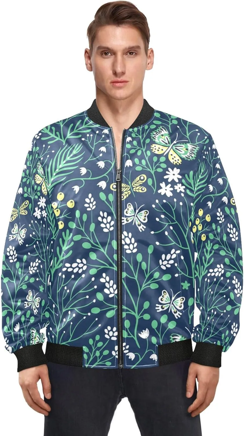 linqin Summer Herbs and Safari Butterflies Men'S Jacket Lightweight Waterproof Windbreaker Mens Jackets Softshell Sportwear