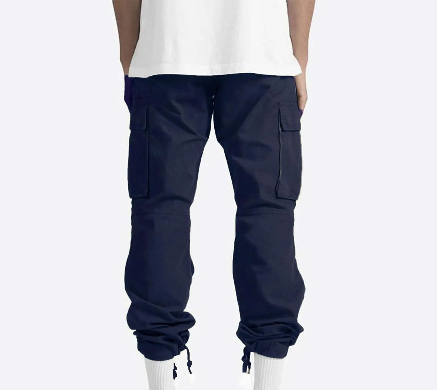Men Cargo Sweatpants Loose Outdoor Work Pants Joggers Open Bottom Drawstring Cargo Athletic Cotton Straight Sweatpant