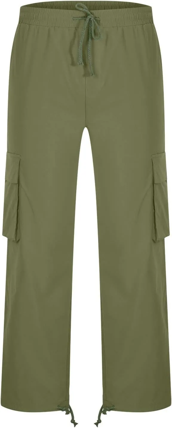 Men Cargo Sweatpants Loose Outdoor Work Pants Joggers Open Bottom Drawstring Cargo Athletic Cotton Straight Sweatpant