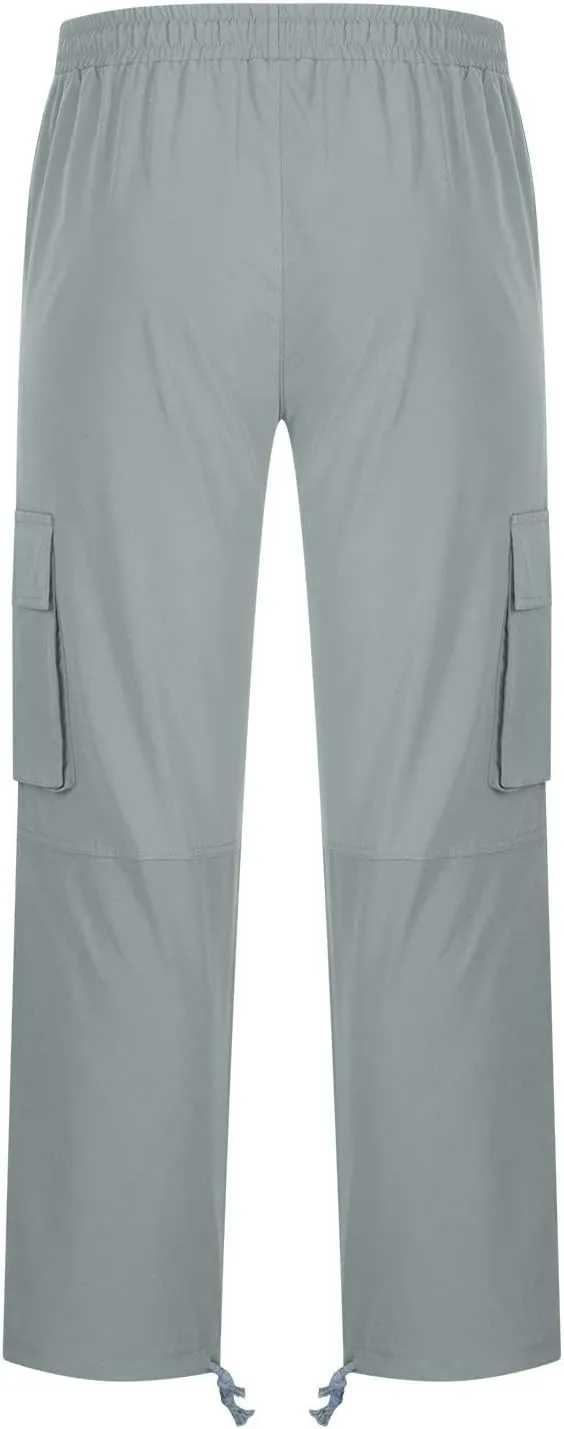 Men Cargo Sweatpants Loose Outdoor Work Pants Joggers Open Bottom Drawstring Cargo Athletic Cotton Straight Sweatpant