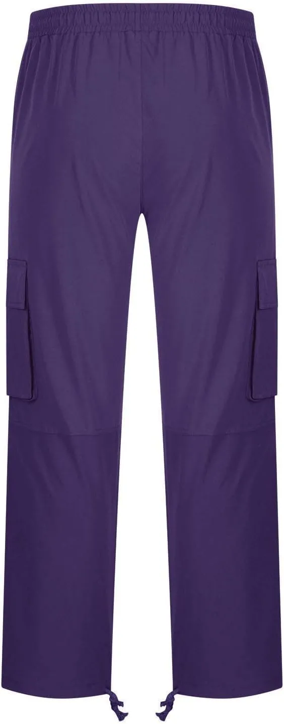 Men Cargo Sweatpants Loose Outdoor Work Pants Joggers Open Bottom Drawstring Cargo Athletic Cotton Straight Sweatpant