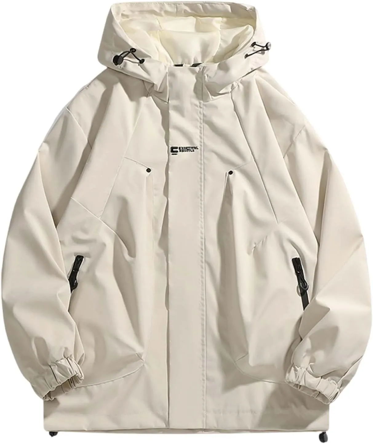 Men Lightweight Hooded Waterproof Jacket Full Zip Windbreaker Raincoat Hiking Climbing Multiple Pocket Sportswear
