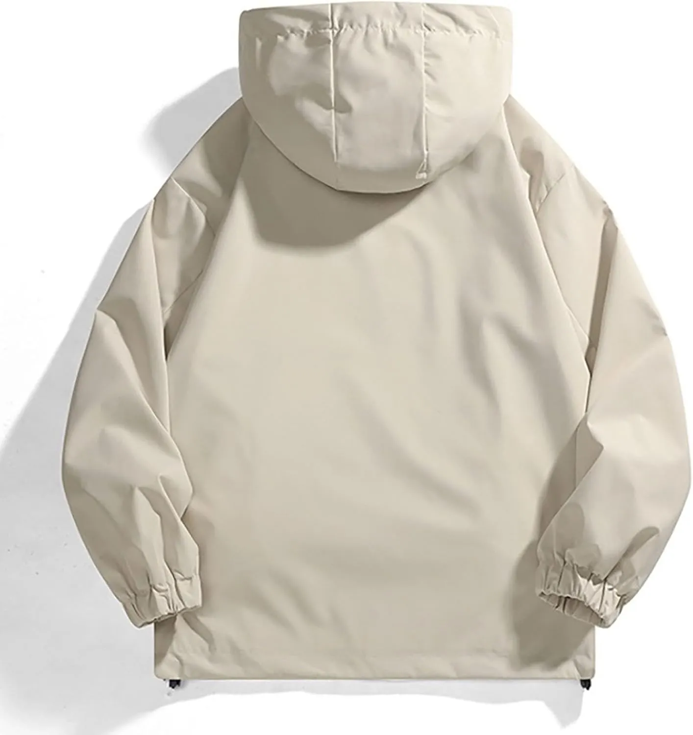 Men Lightweight Hooded Waterproof Jacket Full Zip Windbreaker Raincoat Hiking Climbing Multiple Pocket Sportswear