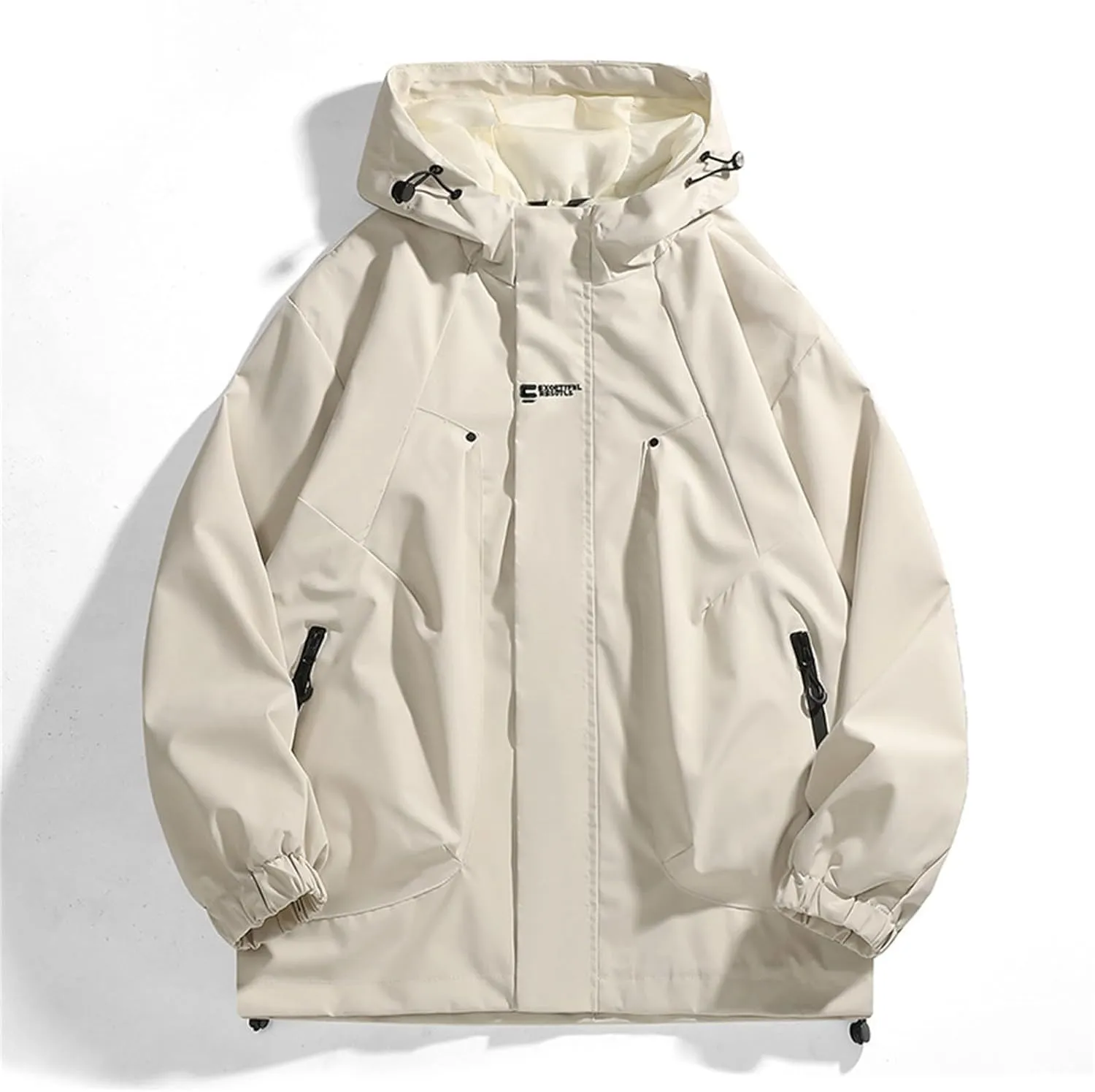 Men Lightweight Hooded Waterproof Jacket Full Zip Windbreaker Raincoat Hiking Climbing Multiple Pocket Sportswear
