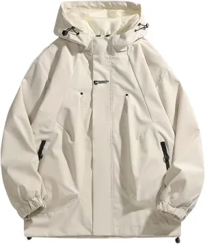 Men Lightweight Hooded Waterproof Jacket Full Zip Windbreaker Raincoat Hiking Climbing Multiple Pocket Sportswear