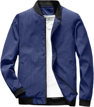 Men s Bomber Jacket Lightweight Casual Stylish Spring Fall Windbreaker Zip Up Outwear Coat with Zipper Pockets